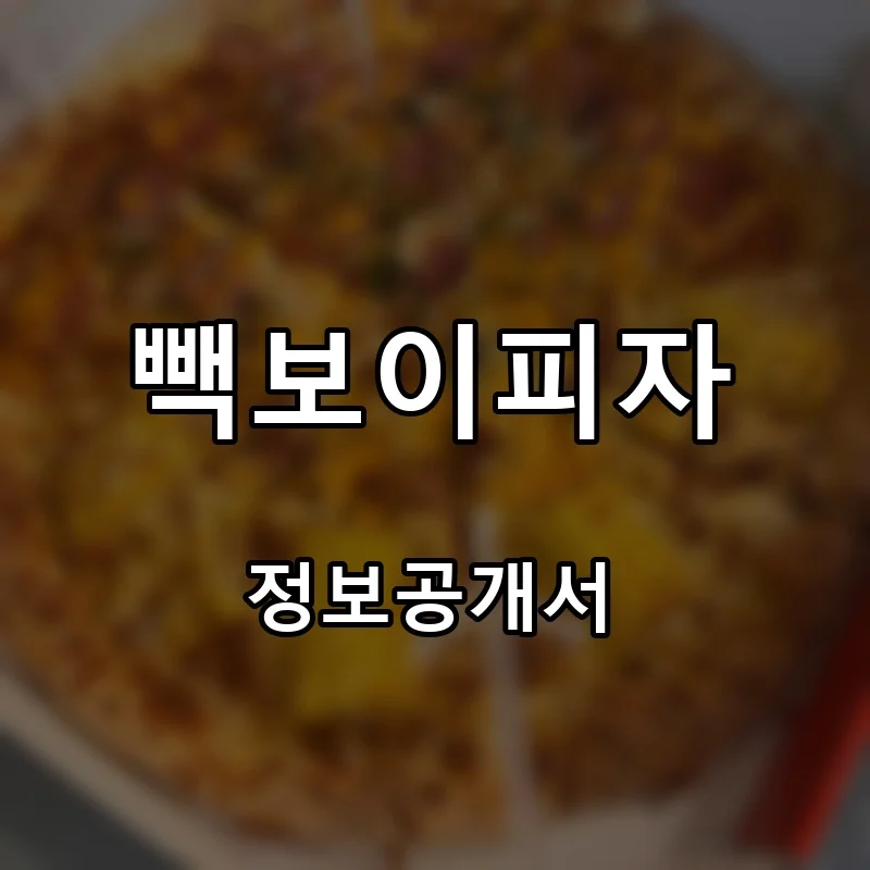 빽보이피자 프랜차이즈 창업 비용 정보공개서 요약