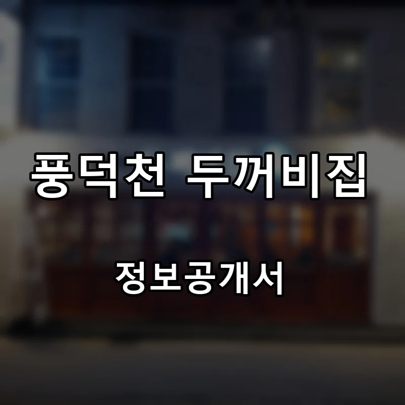 풍덕천 두꺼비집 프랜차이즈 창업 비용 정보공개서 요약