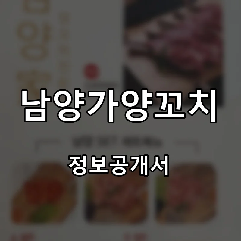 남양가양꼬치 프랜차이즈 창업 비용 정보공개서 요약