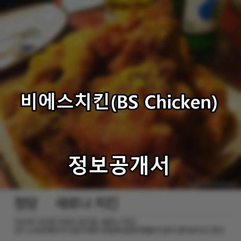 비에스치킨(BS Chicken) 프랜차이즈 창업 비용 정보공개서 요약