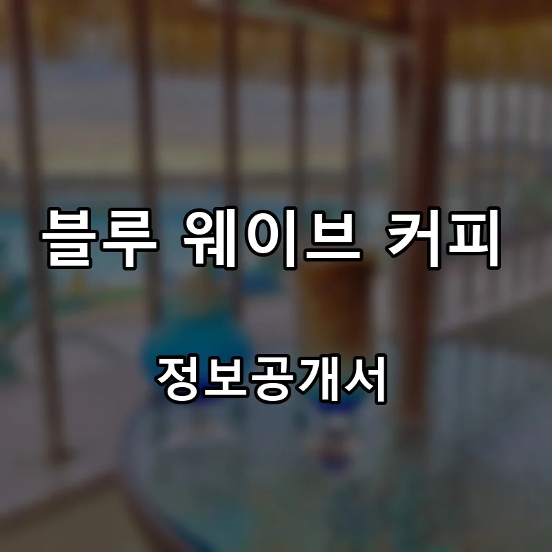 블루 웨이브 커피 프랜차이즈 창업 비용 정보공개서 요약