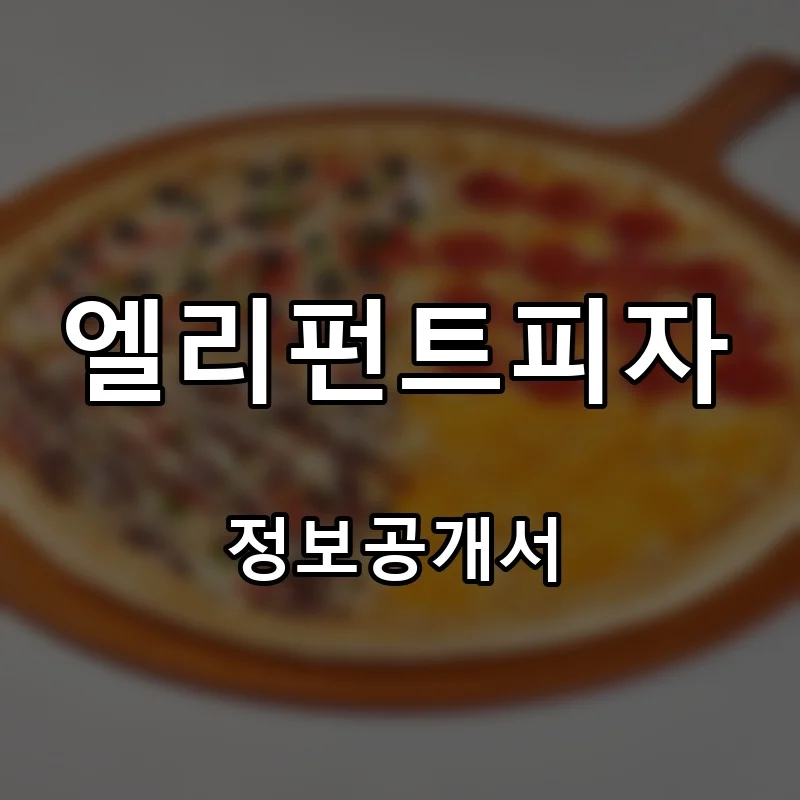 엘리펀트피자 (ELEPHANT PIZZA) 프랜차이즈 창업 비용 정보공개서 요약