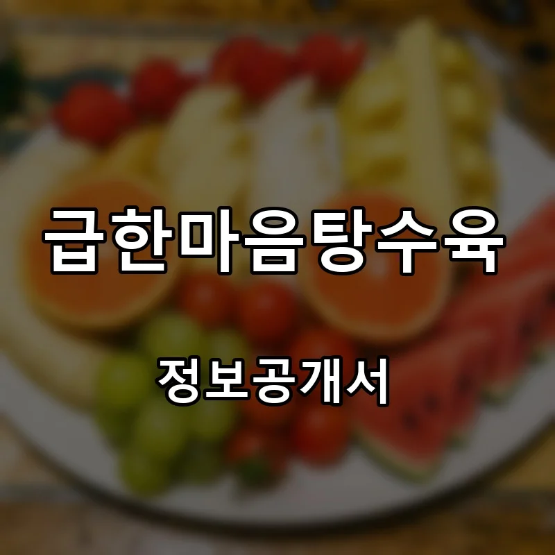 급한마음탕수육 프랜차이즈 창업 비용 정보공개서 요약