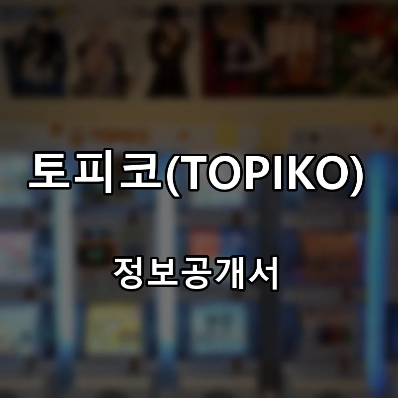 토피코(TOPIKO) 프랜차이즈 창업 비용 정보공개서 요약