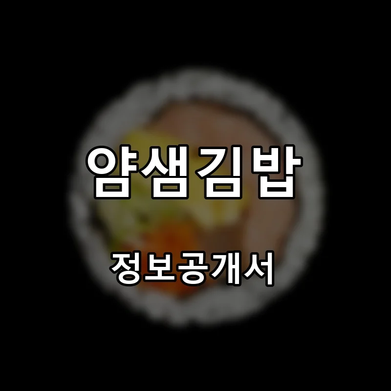 얌샘김밥 프랜차이즈 창업 비용 정보공개서 요약
