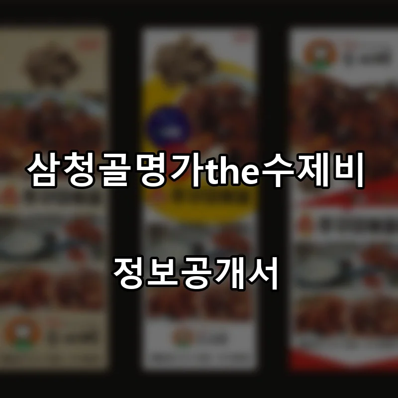 삼청골명가the수제비 프랜차이즈 창업 비용 정보공개서 요약