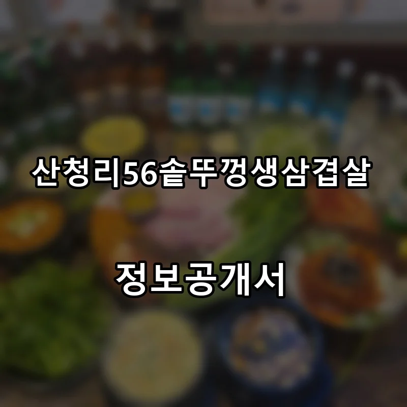 산청리56솥뚜껑생삼겹살 프랜차이즈 창업 비용 정보공개서 요약