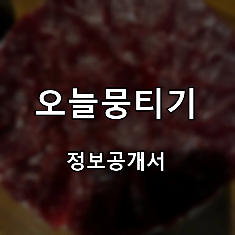 오늘뭉티기 프랜차이즈 창업 비용 정보공개서 요약