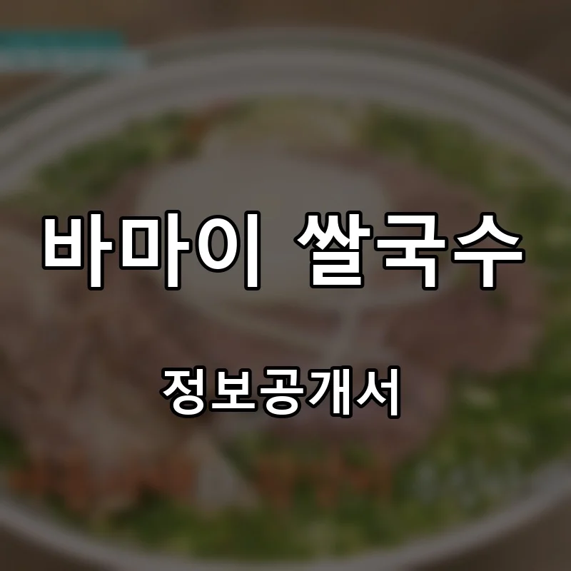 바마이 쌀국수 프랜차이즈 창업 비용 정보공개서 요약