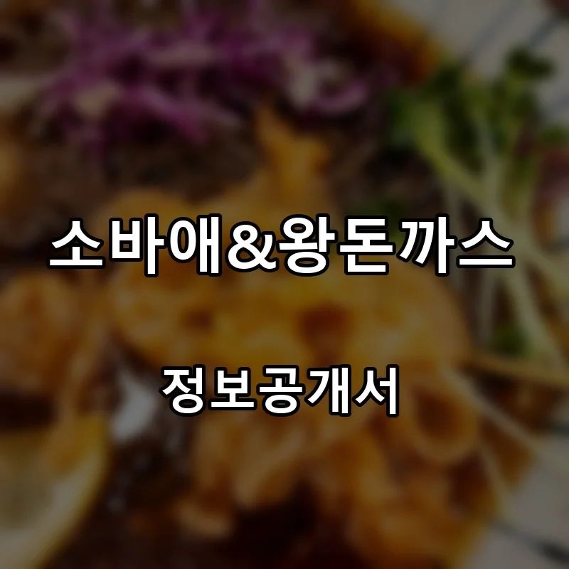 소바애&왕돈까스 프랜차이즈 창업 비용 정보공개서 요약