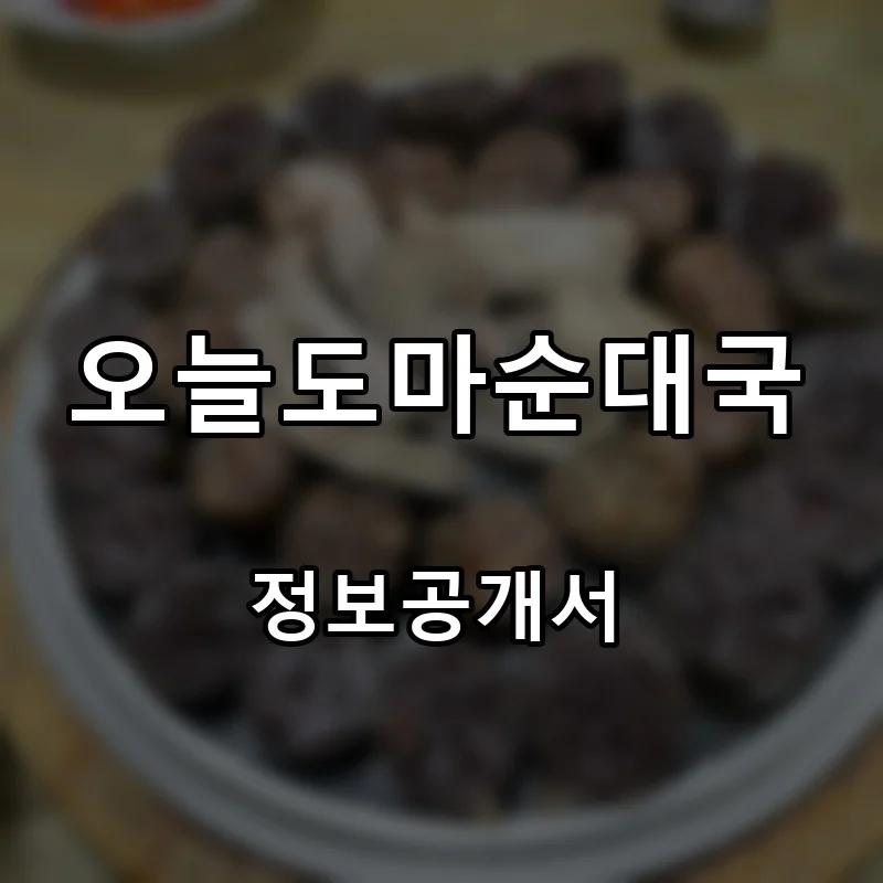 오늘도마순대국 프랜차이즈 창업 비용 정보공개서 요약