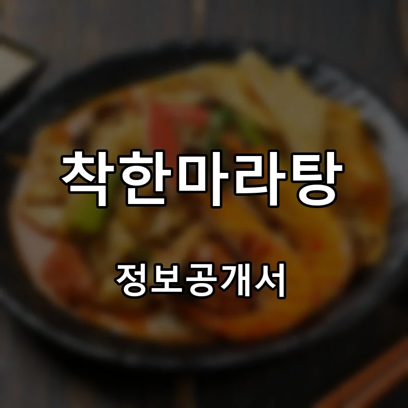 착한마라탕 프랜차이즈 창업 비용 정보공개서 요약