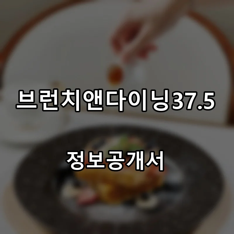 브런치앤다이닝37.5(Brunch&Dining37.5) 창업 프랜차이즈 정보공개서 요약 2025.10.23