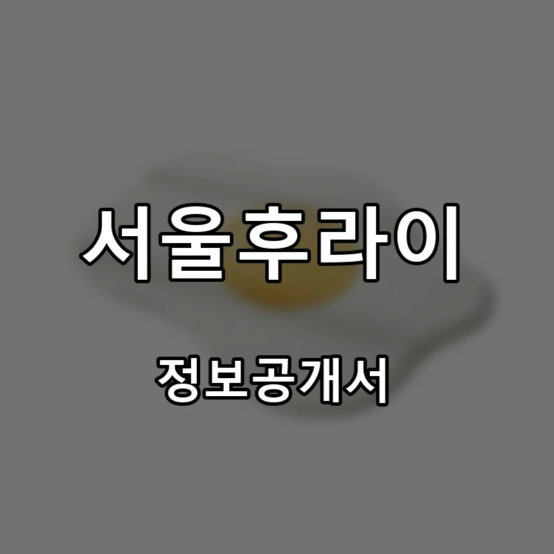 서울후라이 프랜차이즈 창업 비용 정보공개서 요약