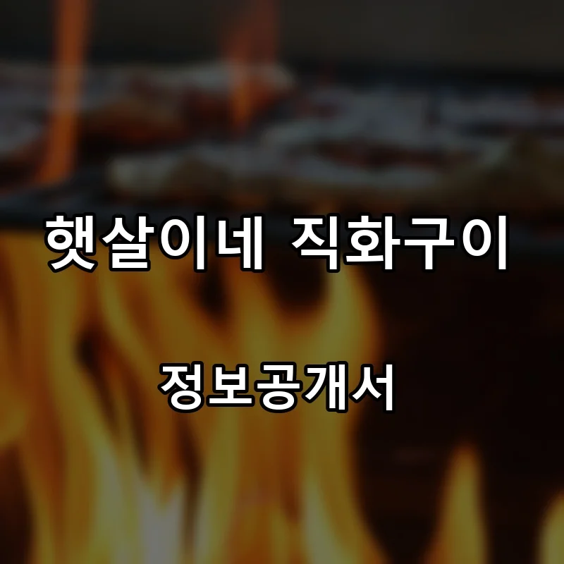 햇살이네 직화구이 프랜차이즈 창업 비용 정보공개서 요약
