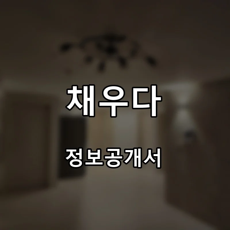 채우다 프랜차이즈 창업 비용 정보공개서 요약