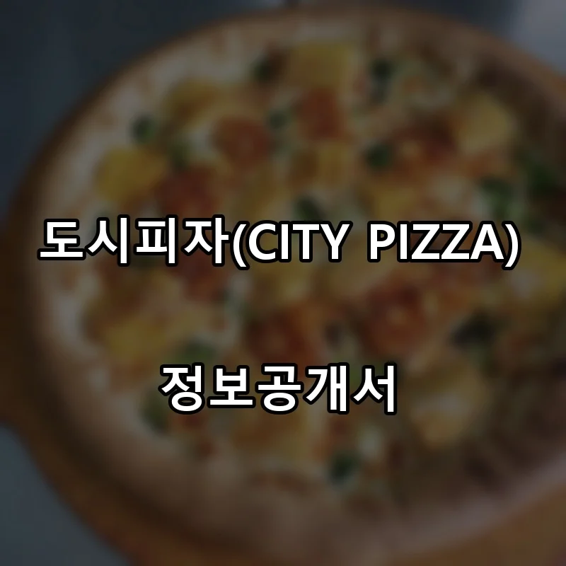 도시피자(CITY PIZZA) 프랜차이즈 창업 비용 정보공개서 요약