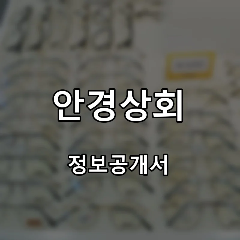 안경상회 프랜차이즈 창업 비용 정보공개서 요약