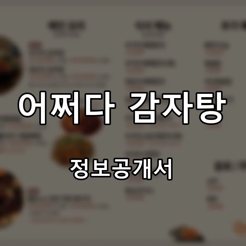 어쩌다 감자탕 프랜차이즈 창업 비용 정보공개서 요약
