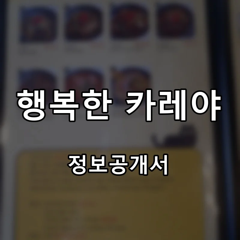 행복한 카레야 프랜차이즈 창업 비용 정보공개서 요약