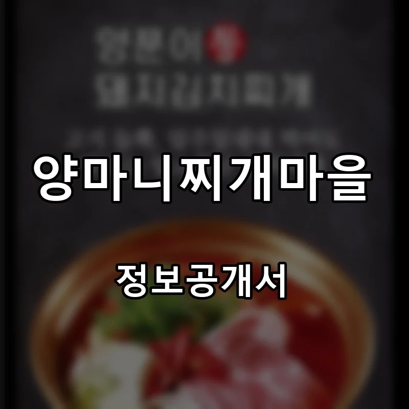 양마니찌개마을 프랜차이즈 창업 비용 정보공개서 요약