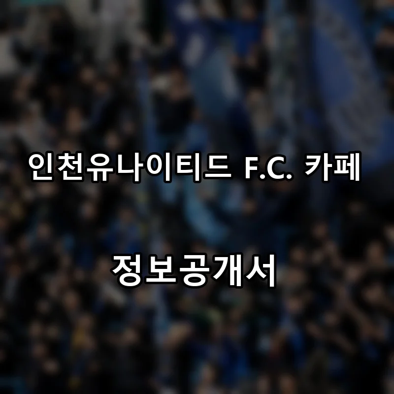 인천유나이티드 F.C. 카페 프랜차이즈 창업 비용 정보공개서 요약