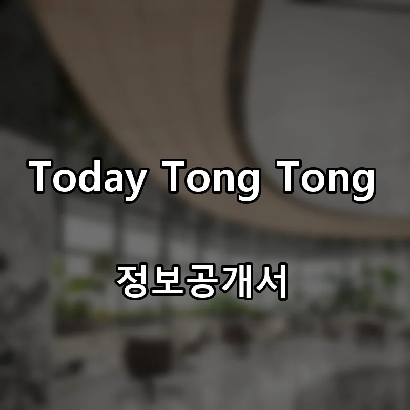 Today Tong Tong 프랜차이즈 창업 비용 정보공개서 요약