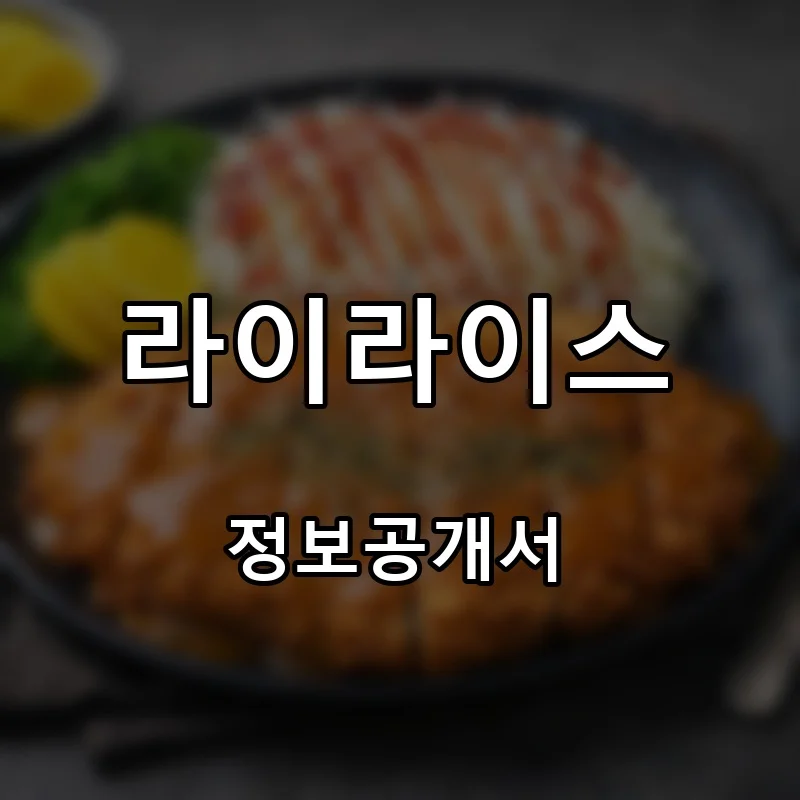 라이라이스 프랜차이즈 창업 비용 정보공개서 요약