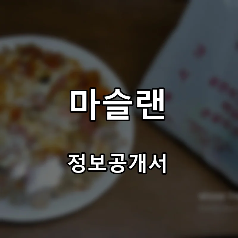 마슬랜 프랜차이즈 창업 비용 정보공개서 요약