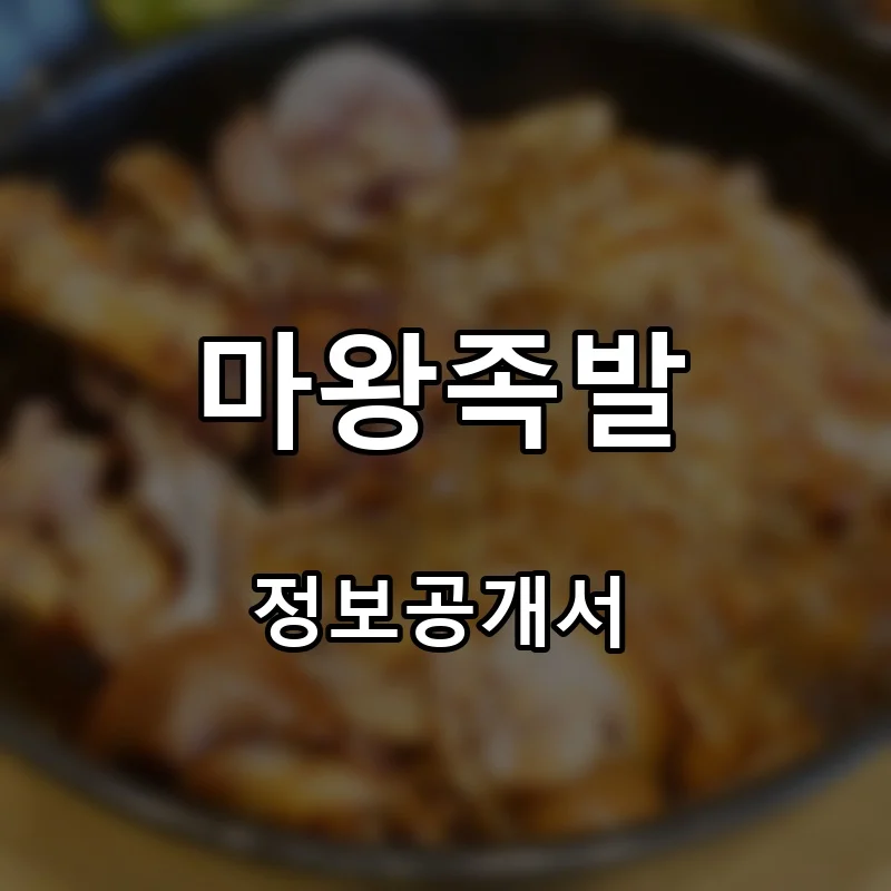 마왕족발 프랜차이즈 창업 비용 정보공개서 요약