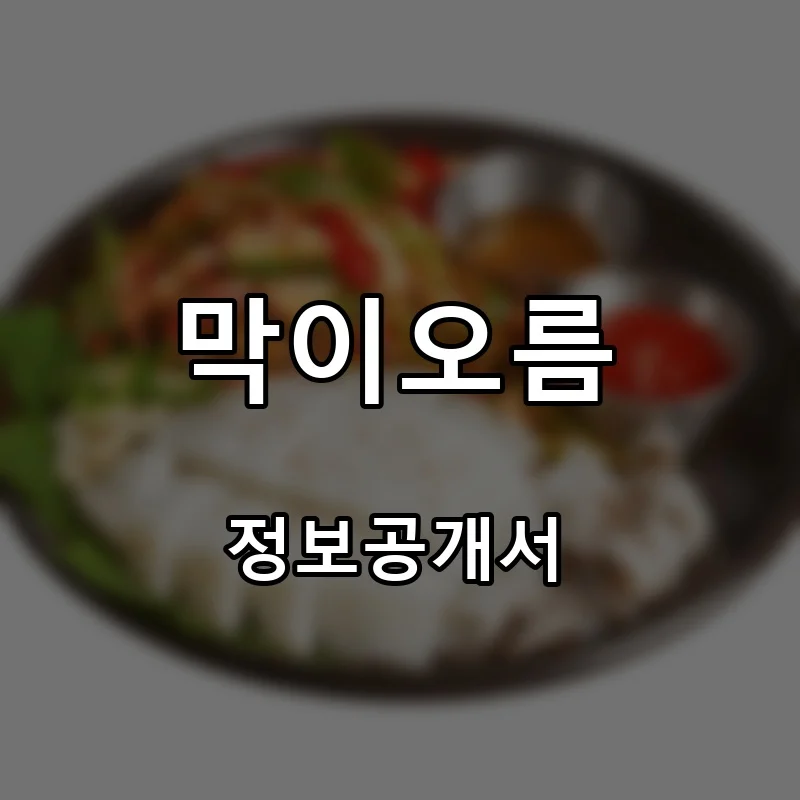 막이오름 프랜차이즈 창업 비용 정보공개서 요약