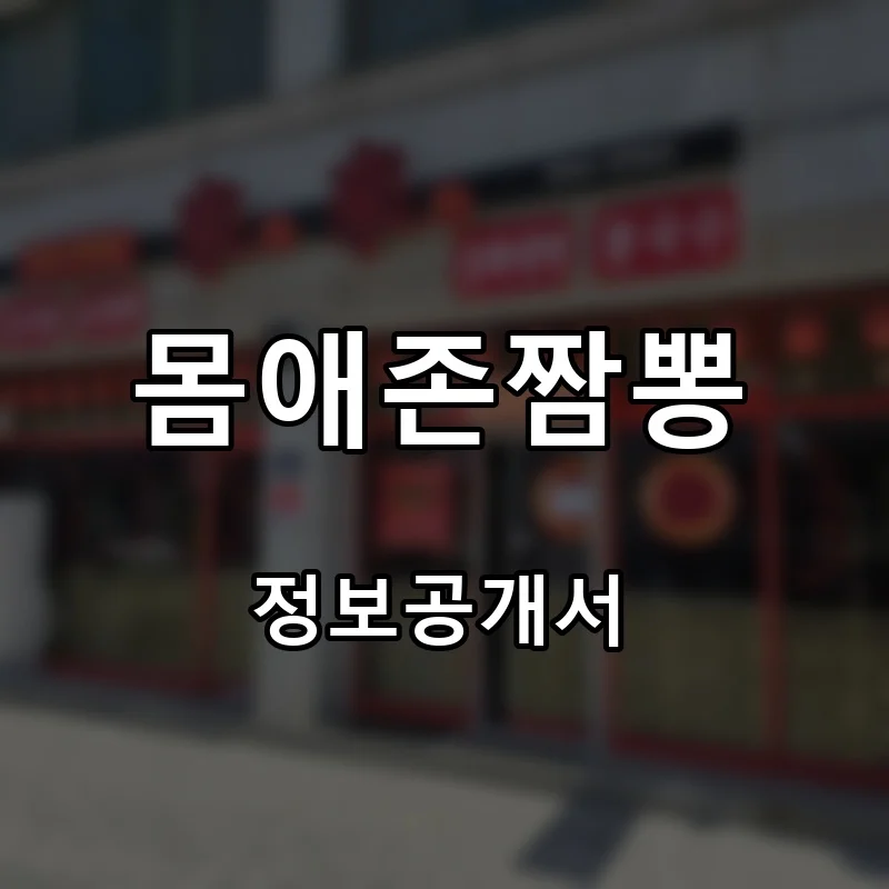 몸애존짬뽕 프랜차이즈 창업 비용 정보공개서 요약