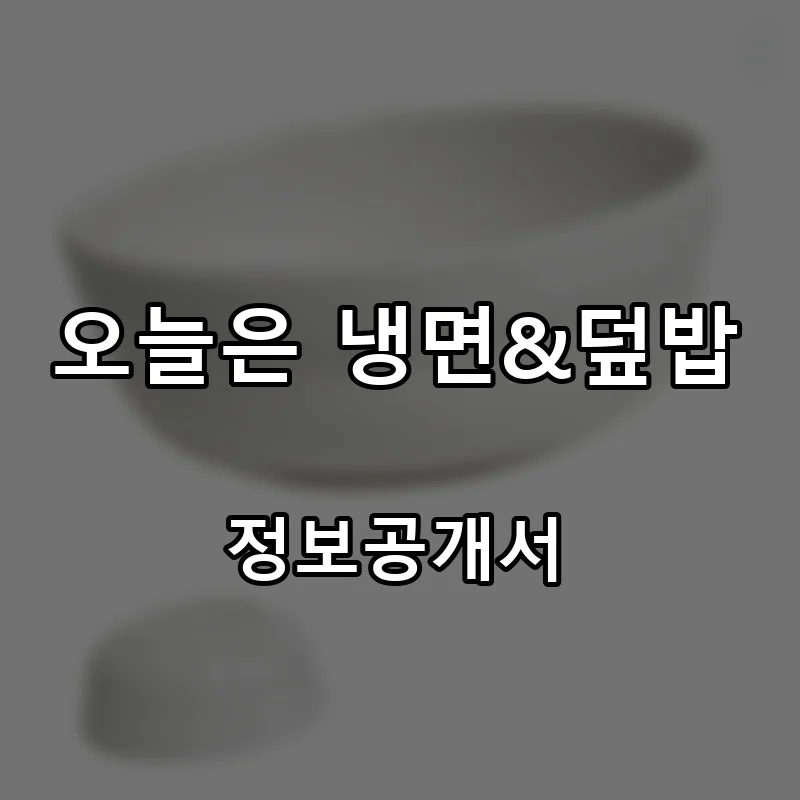 오늘은 냉면&덮밥 프랜차이즈 창업 비용 정보공개서 요약