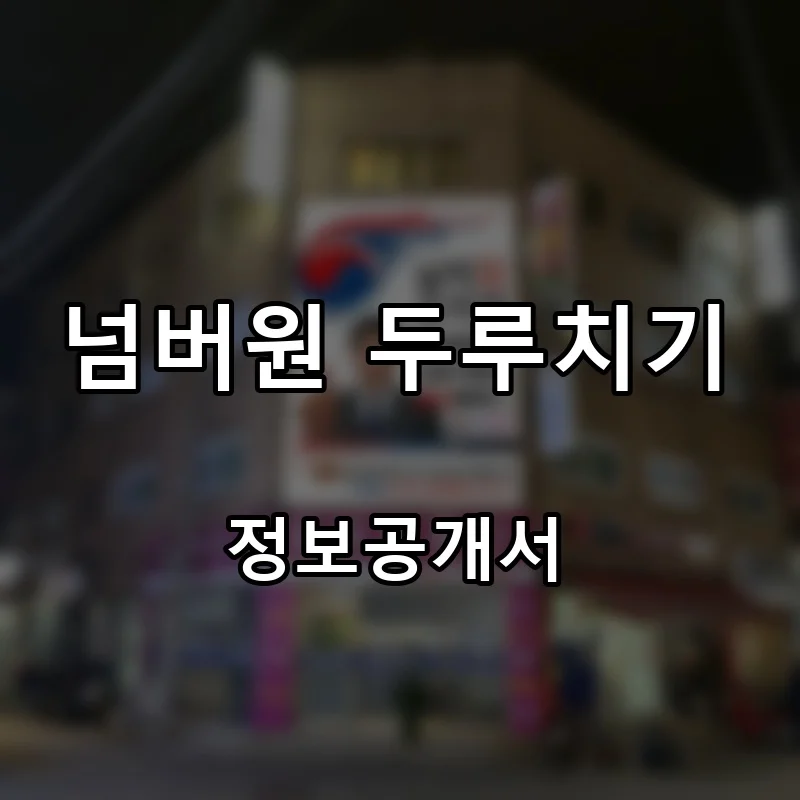 넘버원 두루치기 프랜차이즈 창업 비용 정보공개서 요약