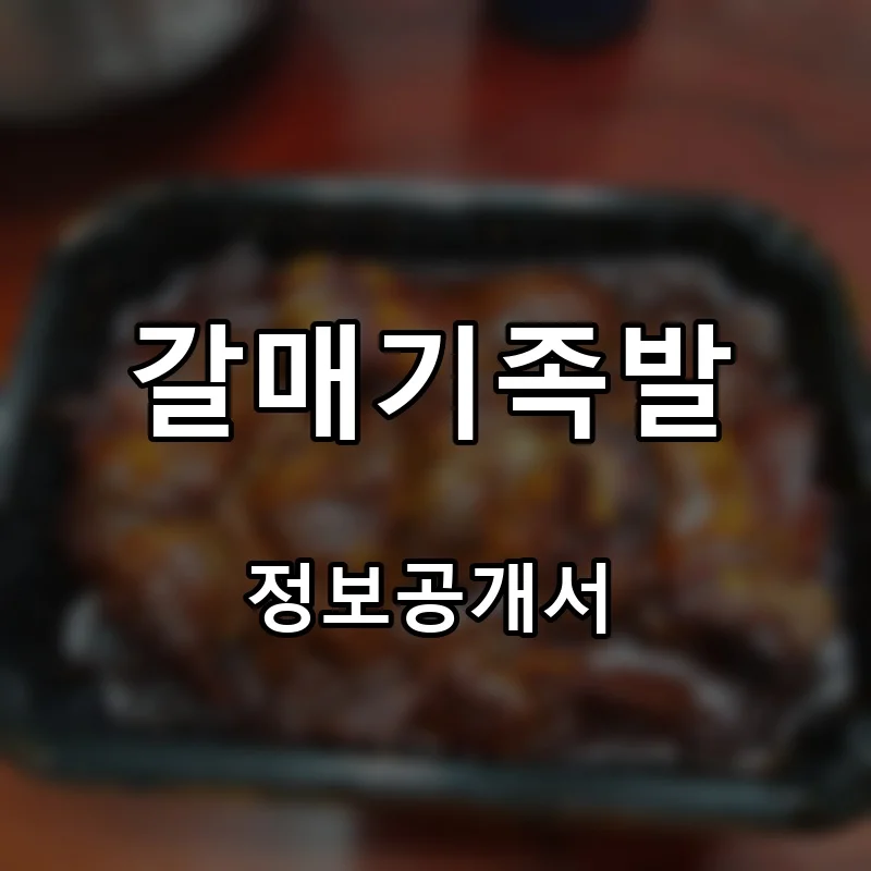 갈매기족발 프랜차이즈 창업 비용 정보공개서 요약