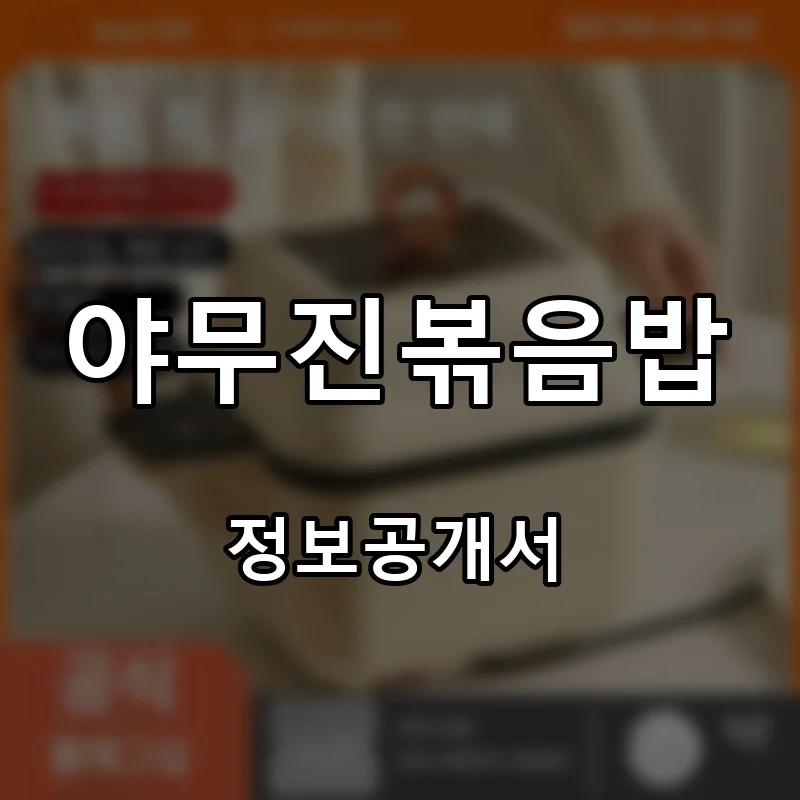 야무진볶음밥 프랜차이즈 창업 비용 정보공개서 요약
