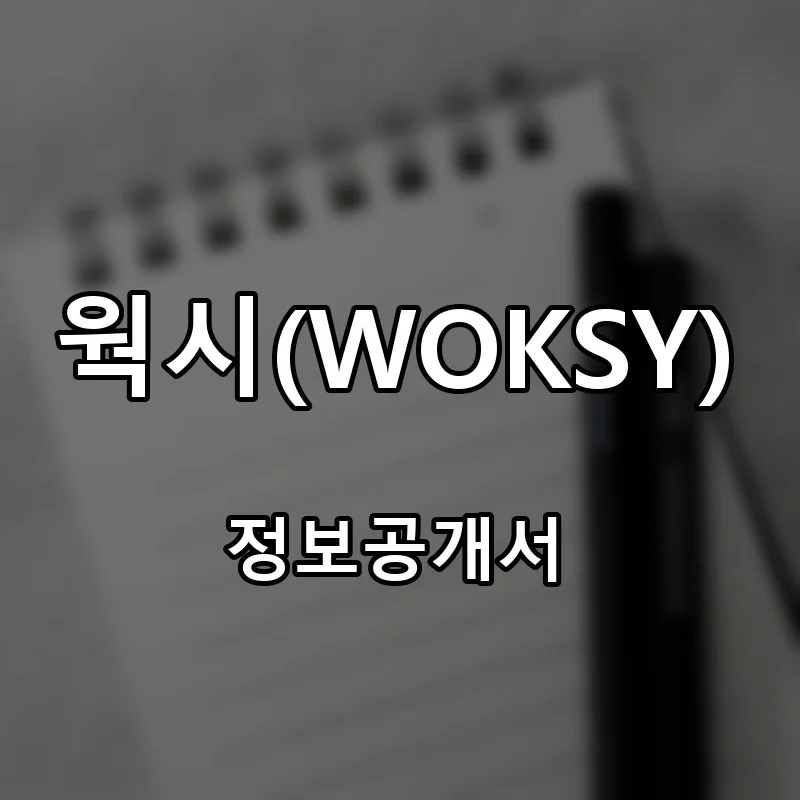 웍시(WOKSY) 프랜차이즈 창업 비용 정보공개서 요약