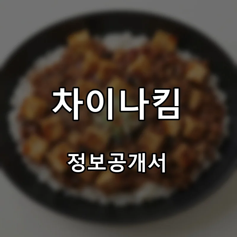 차이나킴 프랜차이즈 창업 비용 정보공개서 요약