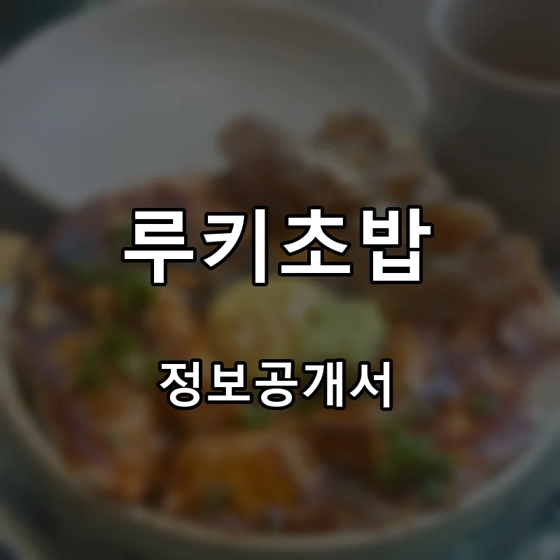 루키초밥 프랜차이즈 창업 비용 정보공개서 요약