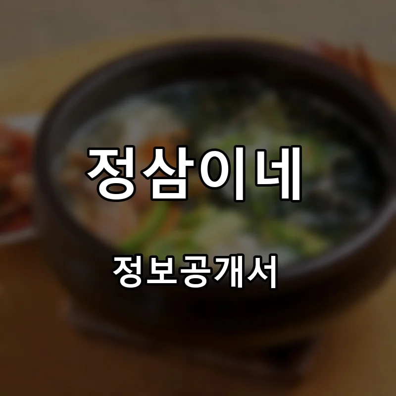 정삼이네 프랜차이즈 창업 비용 정보공개서 요약