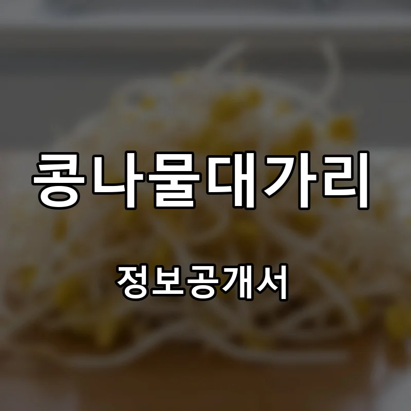 콩나물대가리 프랜차이즈 창업 비용 정보공개서 요약