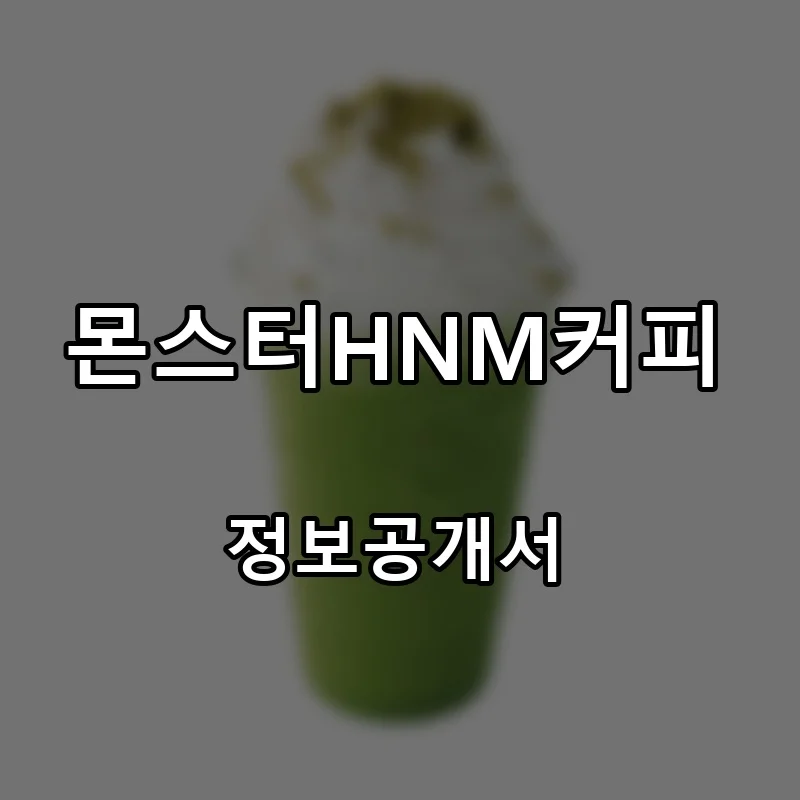 몬스터HNM커피 프랜차이즈 창업 비용 정보공개서 요약