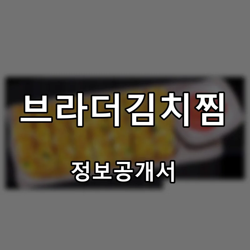 브라더김치찜 프랜차이즈 창업 비용 정보공개서 요약