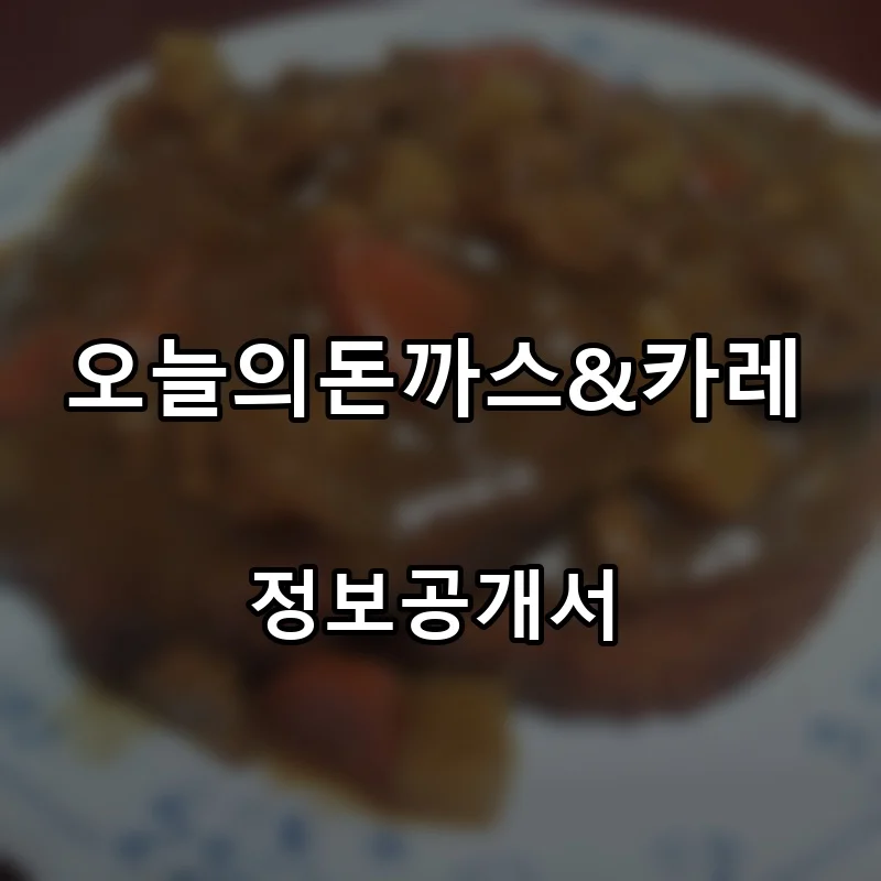 오늘의돈까스&카레 프랜차이즈 창업 비용 정보공개서 요약
