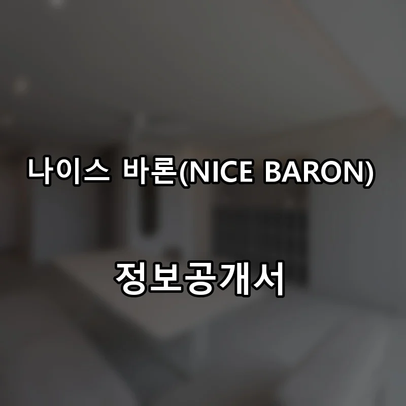 나이스 바론(NICE BARON) 프랜차이즈 창업 비용 정보공개서 요약