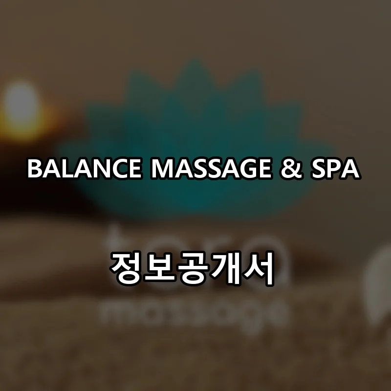 BALANCE MASSAGE & SPA(밸런스 마사지 앤 스파) 프랜차이즈 창업 비용 정보공개서 요약