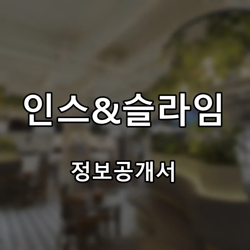 인스&슬라임 프랜차이즈 창업 비용 정보공개서 요약