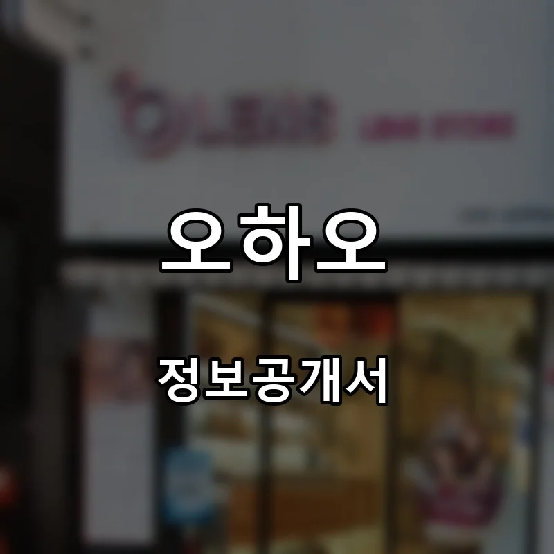 오하오 프랜차이즈 창업 비용 정보공개서 요약