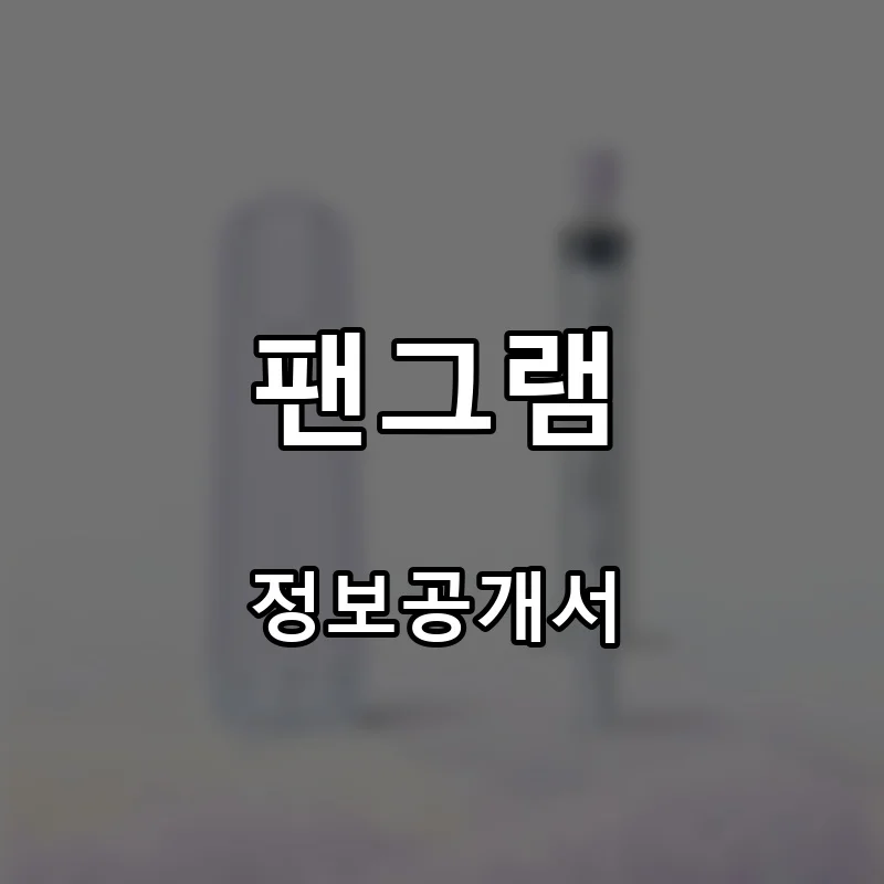 팬그램 프랜차이즈 창업 비용 정보공개서 요약