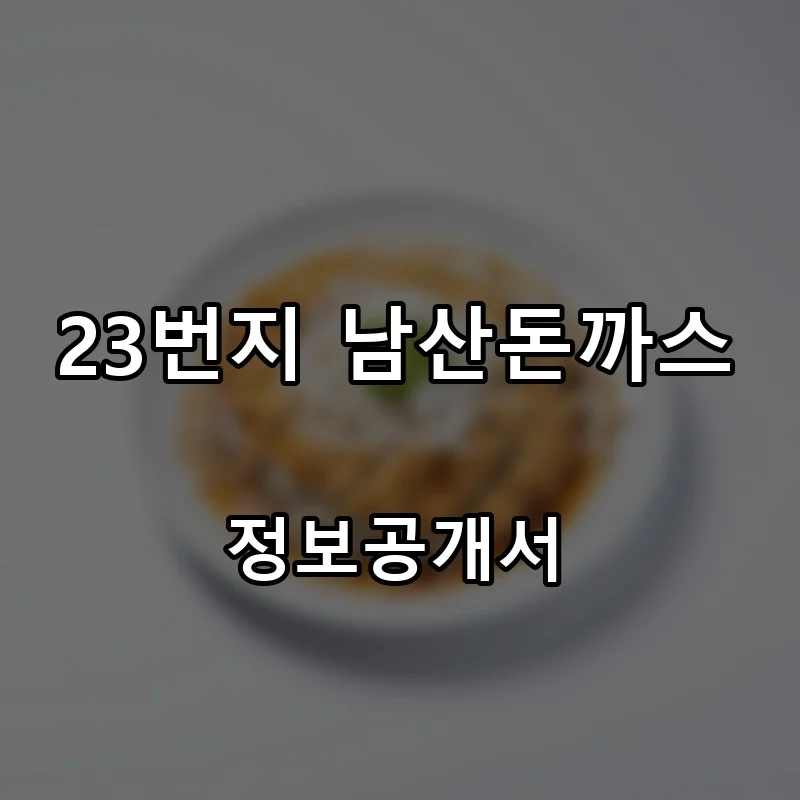 23번지 남산돈까스 프랜차이즈 창업 비용 정보공개서 요약